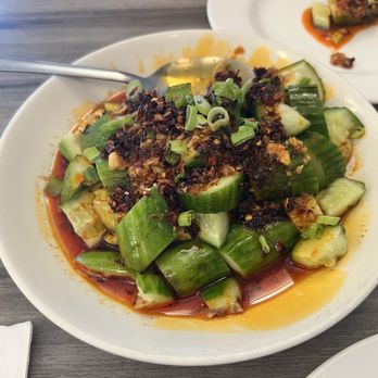 X’ Kitchen 川香阁 - 蒜泥黄瓜 / Garlic Cucumber Salad in Chili Oil - Szechuan Near Me - Houston, Texas