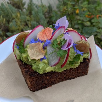 ALTA Bakery & Cafe - Avocado (more like guacamole) toast with pickled strawberries. Beautiful presentation. - Cafes Near Me - Monterey, California ALTA Bakery & Cafe - Avocado (more like guacamole) toast with pickled strawberries. Beautiful presentation. - Cafes Near Me - Monterey, California