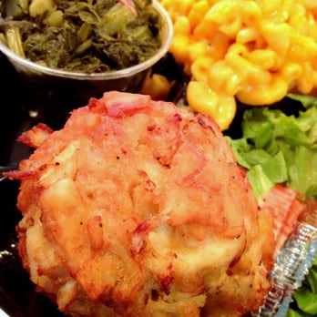 Faidley's Seafood - Jumbo Lump Crab Cake with greens and mac 'n' cheese - Seafood Markets Near Me - Baltimore, Maryland Faidley's Seafood - Jumbo Lump Crab Cake with greens and mac 'n' cheese - Seafood Markets Near Me - Baltimore, Maryland