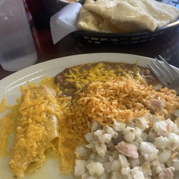 El Comal - Posole, cheese enchilada, beans, rice - Mexican Near Me - Santa Fe, New Mexico