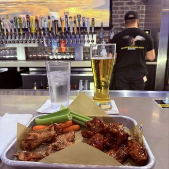 Buffalo Wild Wings - 12-piece Lemon Pepper Dry Rub and Honey BBQ sauced Traditional Wings with a Large Happy Hour Draft Beer. - Chicken Wings Near Me - Burbank, California