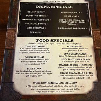 Town’s End Bar and Grill - Menu - Distilleries Near Me - Apple Valley, California