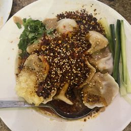 Spicy Hot Oil Sesame Dumplings / 油泼芝麻水饺 before mixing it up. Incredible. Spicy Hot Oil Sesame Dumplings / 油泼芝麻水饺 before mixing it up. Incredible.