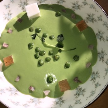 Alinea - Chilled English Pea Soup - New American Near Me - Chicago, Illinois Alinea - Chilled English Pea Soup - New American Near Me - Chicago, Illinois