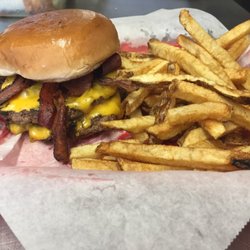 Black Sheep Diner - Double bacon cheese burger and fry