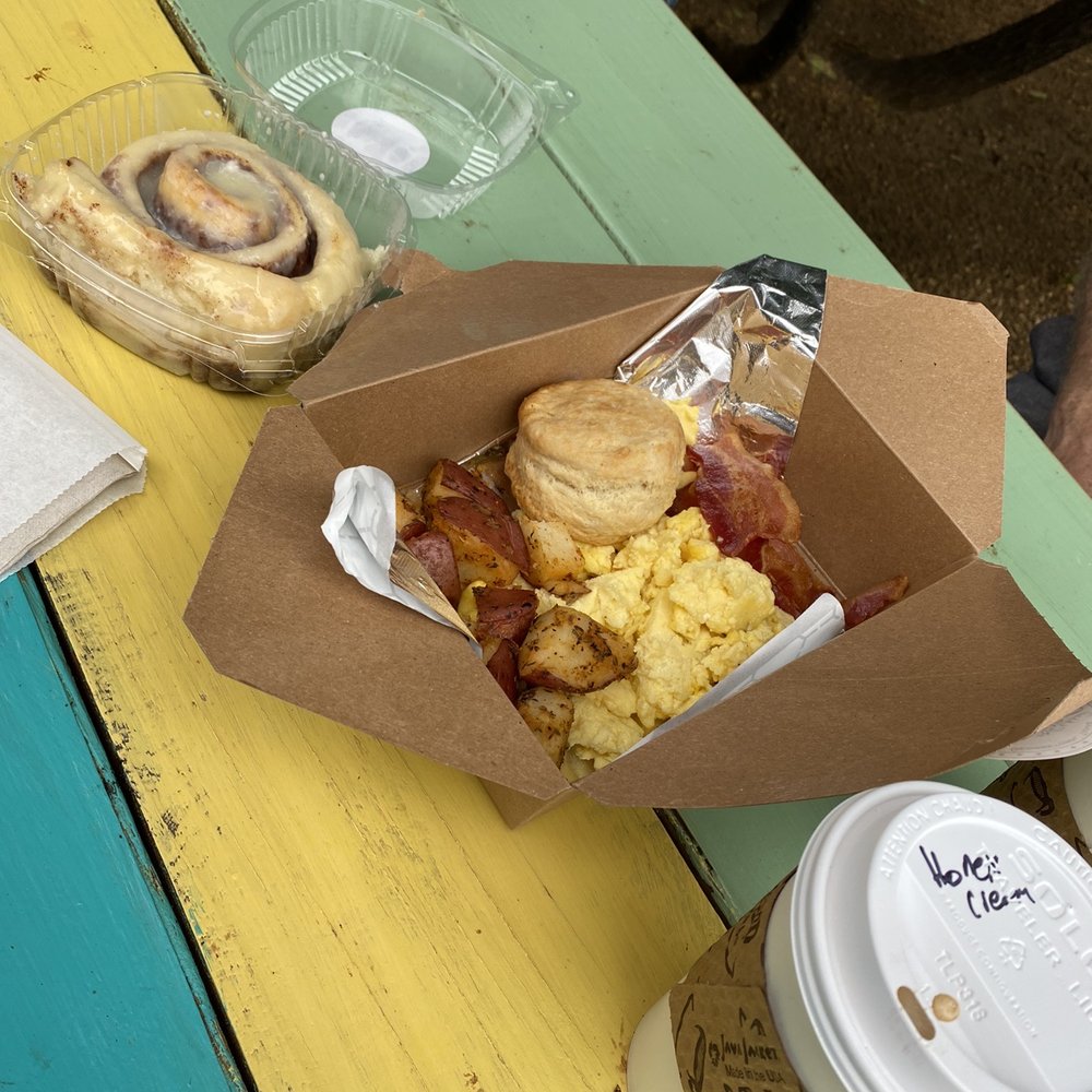 Sweet Lemon Kitchen - Cinnamon roll, eggs, bacon, potatoes, biscuit & honey cream latte - Cafes Near Me - Georgetown, Texas Sweet Lemon Kitchen - Cinnamon roll, eggs, bacon, potatoes, biscuit & honey cream latte - Cafes Near Me - Georgetown, Texas