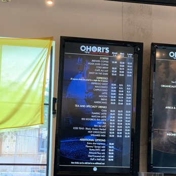 Ohori's Coffee Roasters - menus on the wall - Coffee Roasteries Near Me - Santa Fe, New Mexico