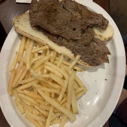 Bertz Sports Bar and Grill - Philly Steak Sandwich with fries
