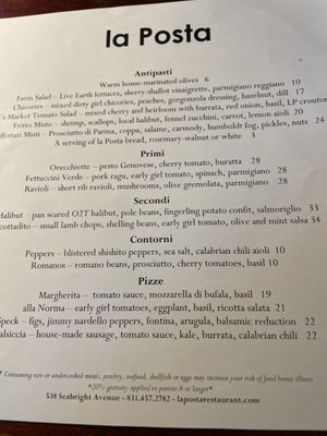 Menu photo 3 La Posta Santa Cruz, CA