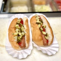 Dog House - All beef hotdogs with diced dill pickles  These are darn good