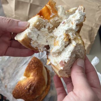 Bagels R US - Cheddar Bagel with bacon cheddar cream cheese - Bagels Near Me - Jacksonville, Florida