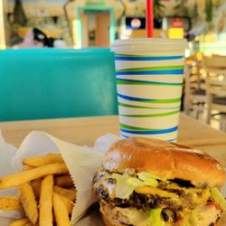 Get The Burger - Leading Man burger, small fries, large soft drink ($18)