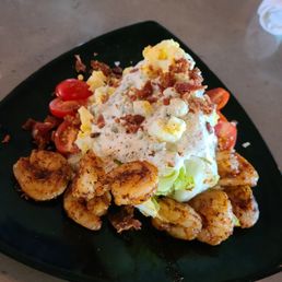 Wedge salad with blackened shrimp added - loved it! Wedge salad with blackened shrimp added - loved it!