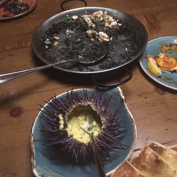 Vaca - Squid in paella and the egg/sea urchin appetizer! - Tapas/Small Plates Near Me - Costa Mesa, California Vaca - Squid in paella and the egg/sea urchin appetizer! - Tapas/Small Plates Near Me - Costa Mesa, California