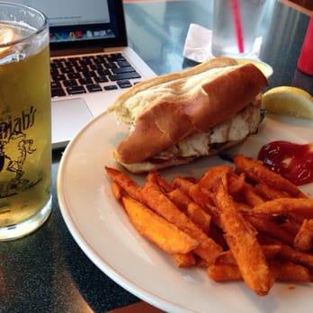 The Diner at The Landing - Halibut blt and sweet potato fries. I couldn't help myself, had to take a bite first. - American Near Me - Ketchikan, Alaska The Diner at The Landing - Halibut blt and sweet potato fries. I couldn't help myself, had to take a bite first. - American Near Me - Ketchikan, Alaska