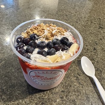 Healthy Blendz - My toppings were blueberries, coconut, almonds, and granola. - Juice Bars & Smoothies Near Me - Sanger, California Healthy Blendz - My toppings were blueberries, coconut, almonds, and granola. - Juice Bars & Smoothies Near Me - Sanger, California
