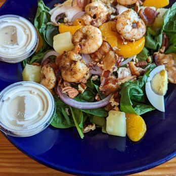Marina Variety Store Restaurant - My wife's shrimp and spinach salad. Quite delicious she said. - Seafood Near Me - Charleston, South Carolina