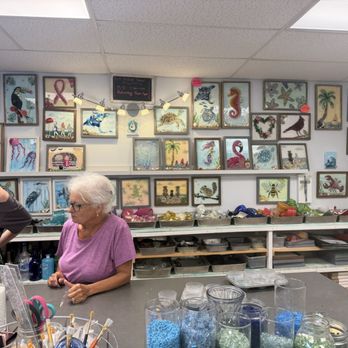 Crushed Glass Art Studio PCB - So many crushed glass art pieces for inspiration. - Art Classes Near Me - Panama City Beach, Florida