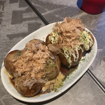 Menya Muso - Takoyaki (half and half: original and honey mustard) - Ramen Near Me - Seattle, Washington Menya Muso - Takoyaki (half and half: original and honey mustard) - Ramen Near Me - Seattle, Washington