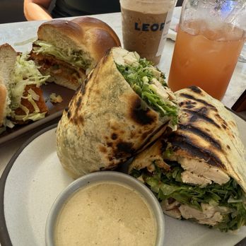 LEORA - The Caesar wrap and the Holy Schnitz sandwich along with the Frozen Coffee and The Sunset - Breakfast & Brunch Near Me - Beverly Hills, California