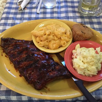Jake's Roadhouse - Half rack of baby back ribs, side of mac and cheese, side of potato salad, and corn bread - Barbeque Near Me - Monrovia, California Jake's Roadhouse - Half rack of baby back ribs, side of mac and cheese, side of potato salad, and corn bread - Barbeque Near Me - Monrovia, California