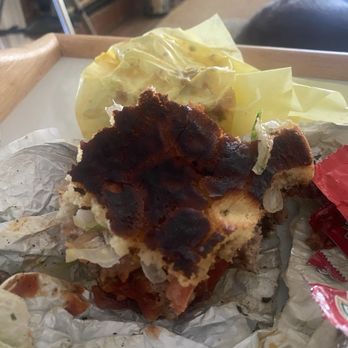 Quick N Split - Burned bottom of a quick n split burger  Bottom Bun was burnt hard as hell - Burgers Near Me - Inglewood, California