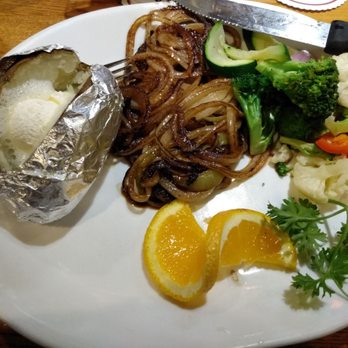 Pig 'N Pancake - Liver and onions, with baked potato. - Breakfast & Brunch Near Me - Seaside, Oregon