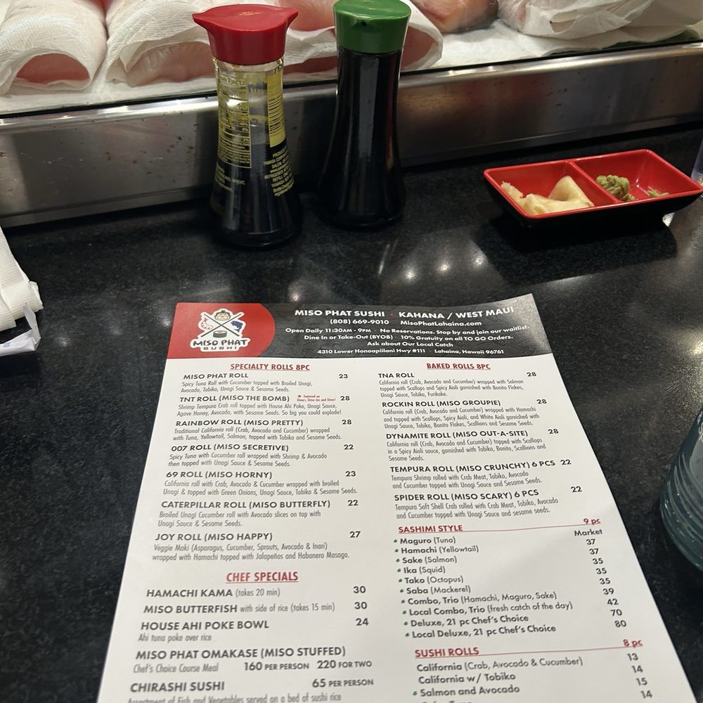 Miso Phat Sushi Lahaina - Menu - Sushi Bars Near Me - Lahaina, Hawaii