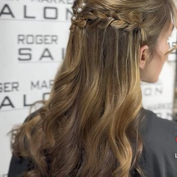 Roger Markel Salon - Half up half down hairdo for event with accessories and braid - Hair Salons Near Me - New York, New York
