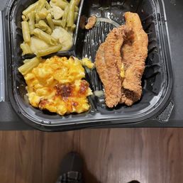 Catfish dinner.  Pieces overcooked and extremely small.