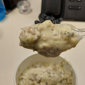 Bob's Chowder Bar - White oatmeal....I mean clam chowder. Cold and not very appealing to look at. - Seafood Near Me - Anacortes, Washington