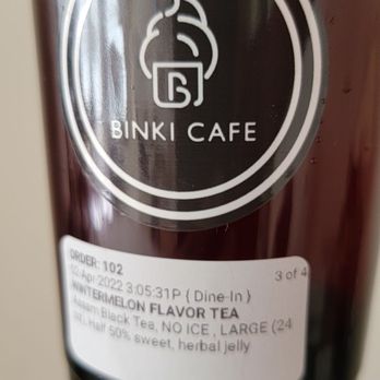 Binki Cafe - Winston Salem - Wintermelon tea with herbal jelly - Bubble Tea Near Me - Winston-Salem, North Carolina