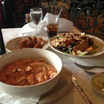 F & J Pine - Penne with chicken, the house salad with added grill chicken!! - Italian Near Me - Bronx, New York