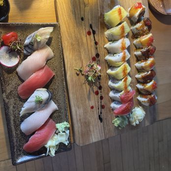 Hers Sushi Bar and Ramen - A couple of sushi rolls and some sashimi on the side! - Sushi Bars Near Me - Oregon, Wisconsin