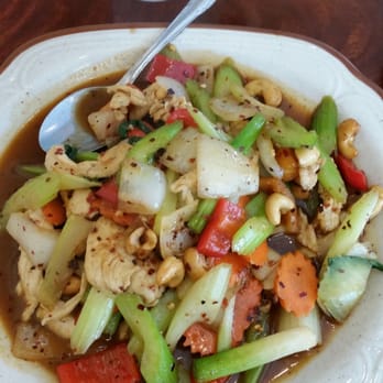 Thai Beer Restaurant - Pad cashew nut. Lots of celery, carrots, peppers, chicken and cashews. The s aude is wonderful, not too hot. - Thai Near Me - Salem, Oregon Thai Beer Restaurant - Pad cashew nut. Lots of celery, carrots, peppers, chicken and cashews. The s aude is wonderful, not too hot. - Thai Near Me - Salem, Oregon