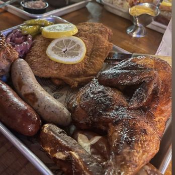King's BierHaus - Sausage and Schnitzel Plate - German Near Me - Dickinson, Texas King's BierHaus - Sausage and Schnitzel Plate - German Near Me - Dickinson, Texas