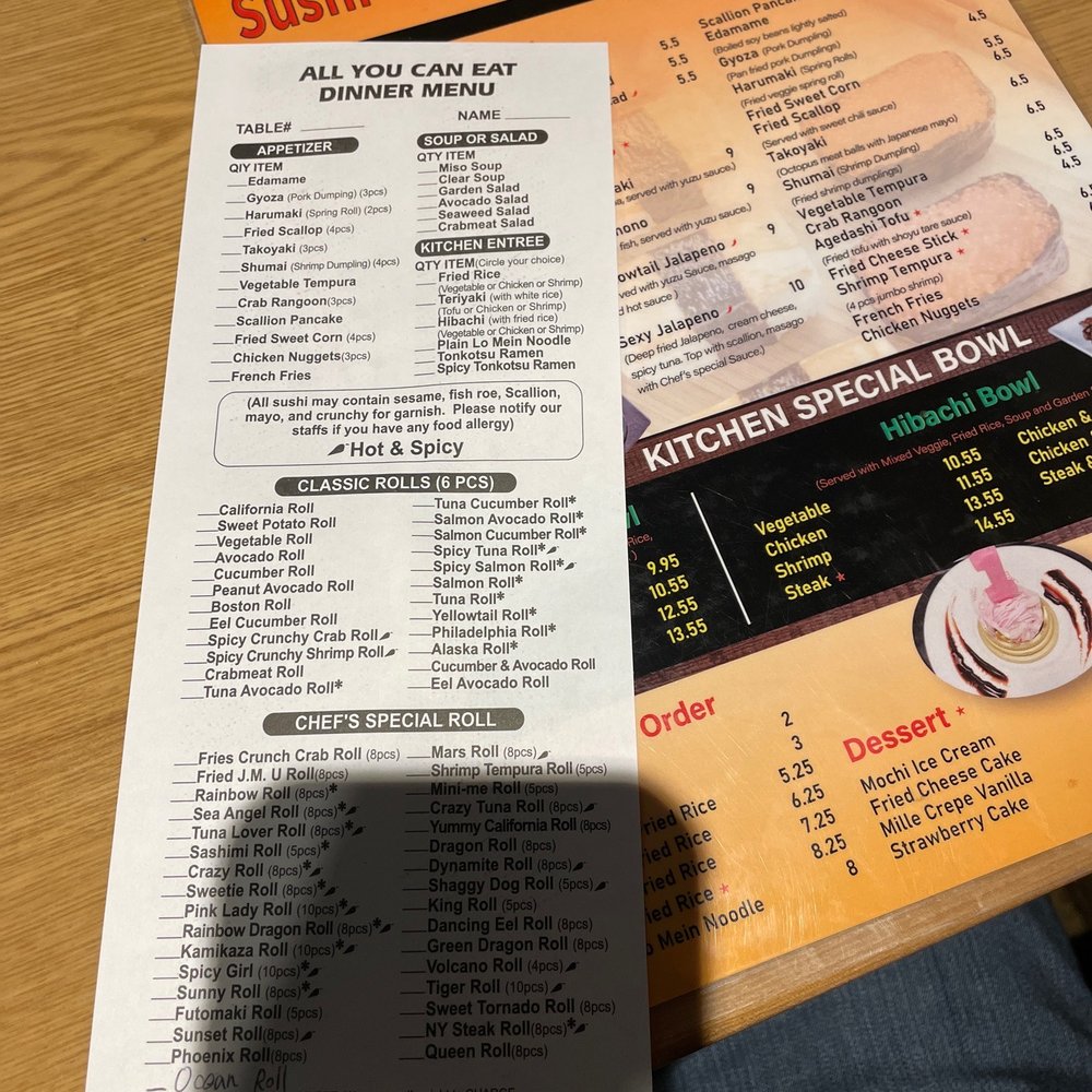 All you can eat sushi at Sushi Village. All you can eat sushi at Sushi Village.
