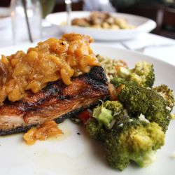 Northside Kitchen - Our fresh Atlantic salmon is grilled medium rare and served with roasted broccoli and a mango chutney