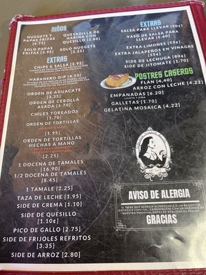 Menu photo 5 Taqueria Maria Bonita Arlington, TX