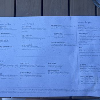 Terrene - Menu - Cocktail Bars Near Me - San Francisco, California