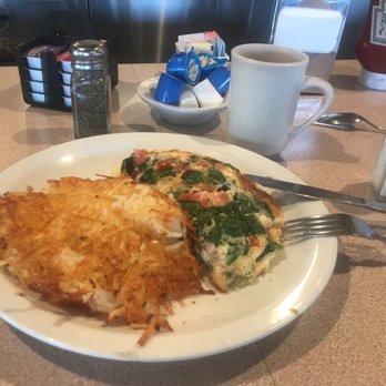 Spires Restaurant - Egg white omelette with spinach and tomato, hash browns, and coffee. - Breakfast & Brunch Near Me - Lawndale, California Spires Restaurant - Egg white omelette with spinach and tomato, hash browns, and coffee. - Breakfast & Brunch Near Me - Lawndale, California
