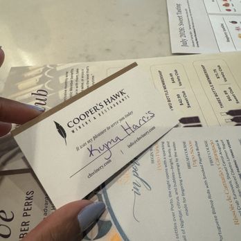 Cooper’s Hawk Winery & Restaurant - Our waitress - Wine Bars Near Me - Schererville, Indiana
