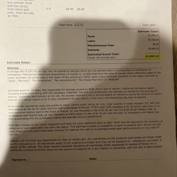 Bravo Honda - This wasn't including the cost of ignition lock cylinder - Auto Parts & Supplies Near Me - Victoria, Texas