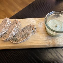 Mille Sens - Homemade bread with butter containing white garlic with bits of wagyu mixed in