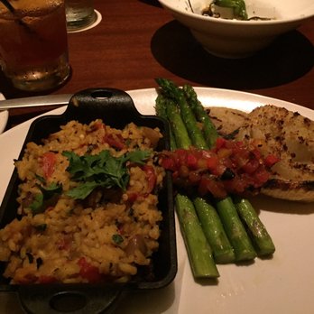 Seasons 52 - Vegan paella will asparagus and onions - average - New American Near Me - Houston, Texas