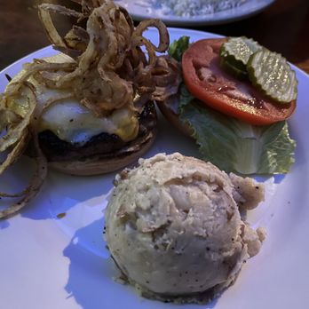 The Top - Big Top Burger w potato salad - New American Near Me - Gainesville, Florida The Top - Big Top Burger w potato salad - New American Near Me - Gainesville, Florida