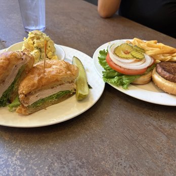 Nano Cafe - Croissant Sandwich with Potato Salad, Beyond Burger with French Fries - Breakfast & Brunch Near Me - Sierra Madre, California Nano Cafe - Croissant Sandwich with Potato Salad, Beyond Burger with French Fries - Breakfast & Brunch Near Me - Sierra Madre, California