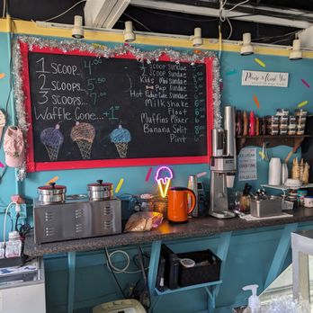 Muffins Ice Cream Shop - a chalkboard with information on it - Ice Cream & Frozen Yogurt Near Me - Mebane, North Carolina