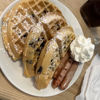 The Jammery - a plate of waffles and sausages - Breakfast & Brunch Near Me - Kelowna, British Columbia The Jammery - a plate of waffles and sausages - Breakfast & Brunch Near Me - Kelowna, British Columbia