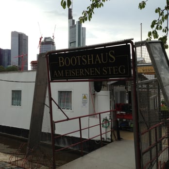 Boothaus Dreyer - Das Boothaus, view from the street --- literally a deck barge - Beer Garden Near Me - Frankfurt, HE Boothaus Dreyer - Das Boothaus, view from the street --- literally a deck barge - Beer Garden Near Me - Frankfurt, HE